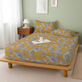 Weave & Decor Cotton AllRound Elastic Super King Size Fitted Bedsheet 78x78x8 Inches with 2 Pillow Covers, Breathable, Soft, Sh