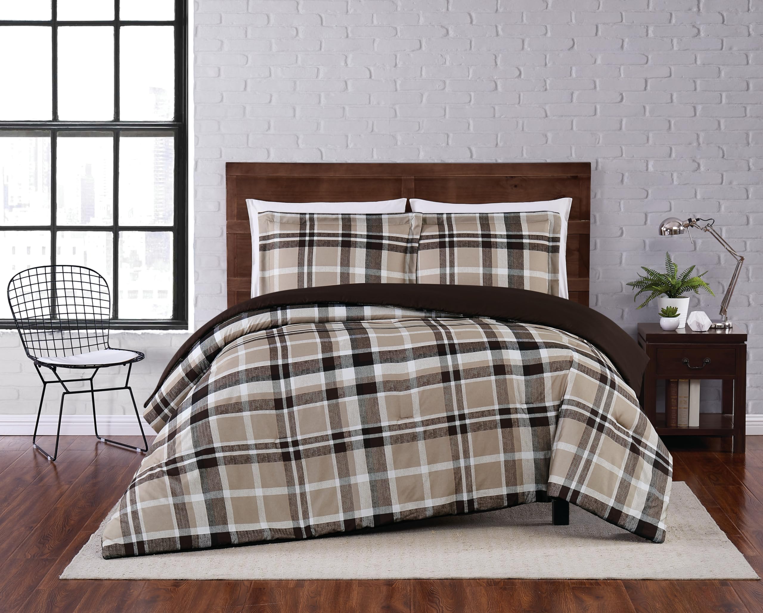 Truly Soft Everyday Truly Soft Paulette Plaid Comforter Set, Full/Queen, Taupe