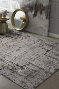 HomeRoots Decor 63' X 91' X 0.'25' Ivory/Grey Polyester Rug