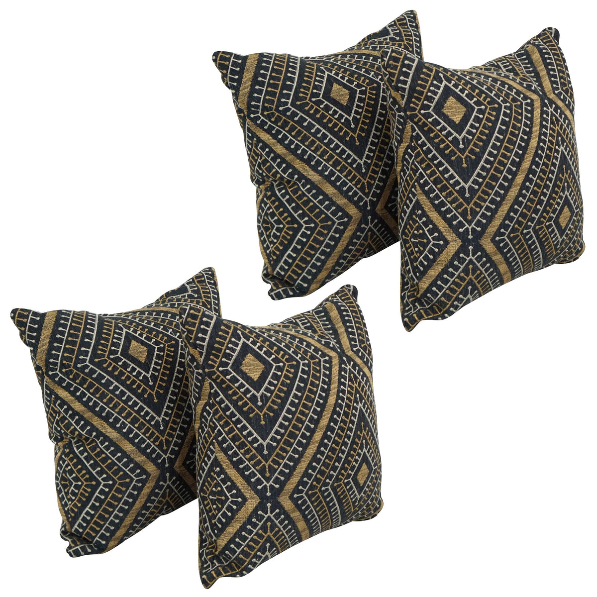 Blazing Needles Square Jacquard Throw Pillows, 17&quot;, Tupelo Earth 4 Count