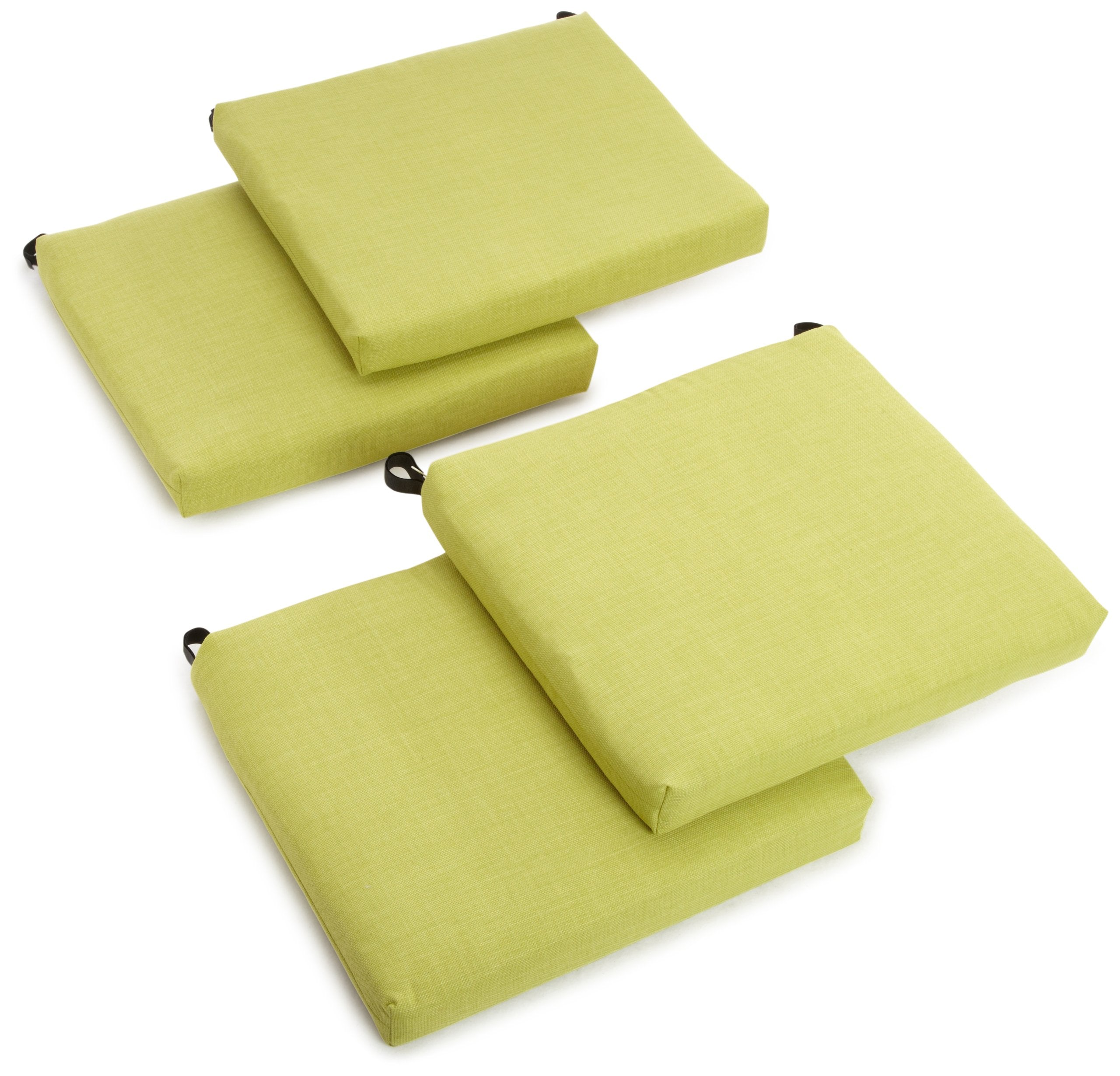 Blazing Needles Outdoor Spun Poly 19-Inch by 20-Inch by 3-1/2-Inch All Weather UV Resistant Zippered Cushions, Lime, Set of 4