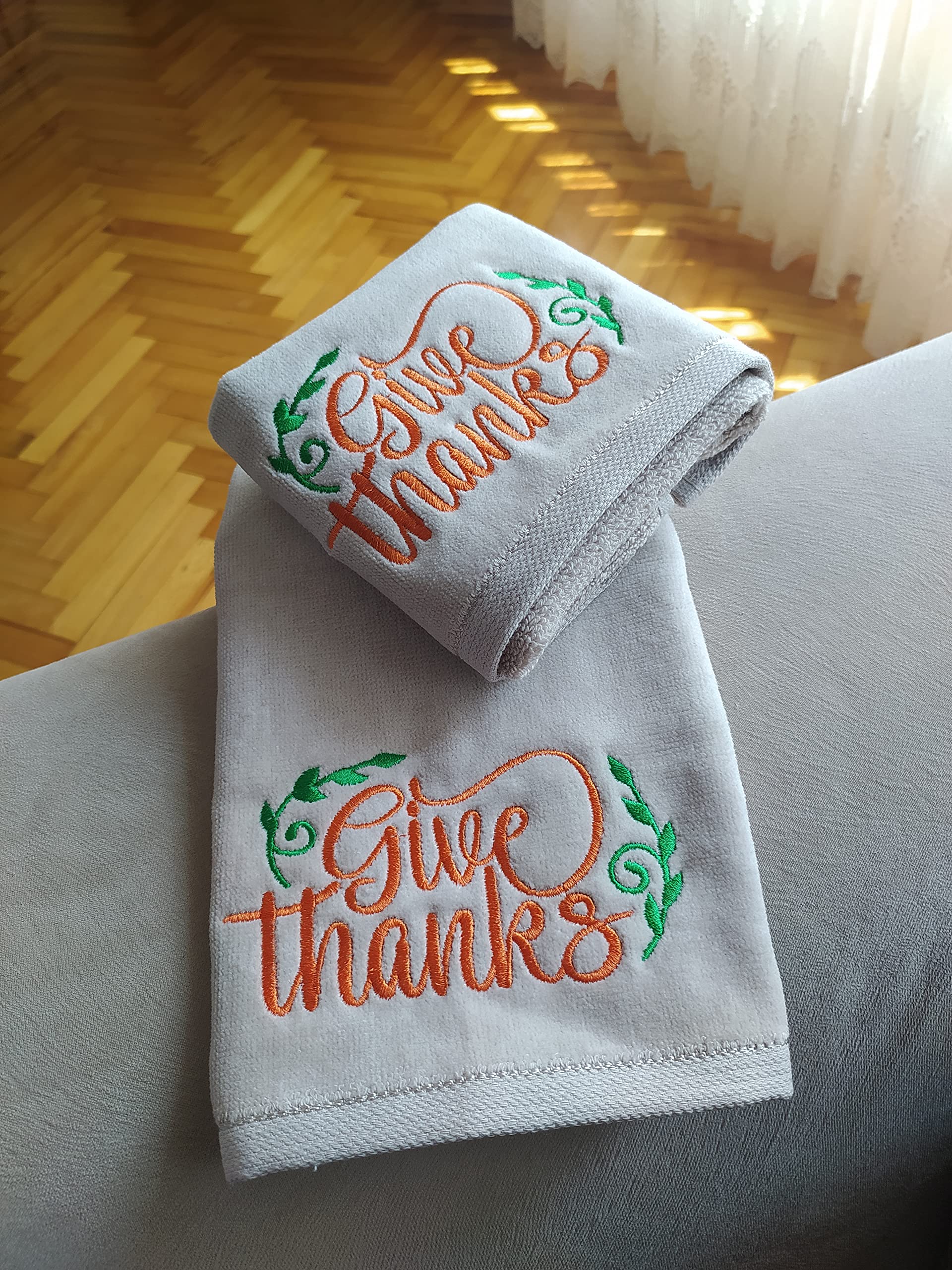 2 Pack Thanksgiving Kitchen Towels, 100% Soft Cotton, Basket Stuffers, (12X20 Inches) Decor Hand Towels Gift Packed, Decorative
