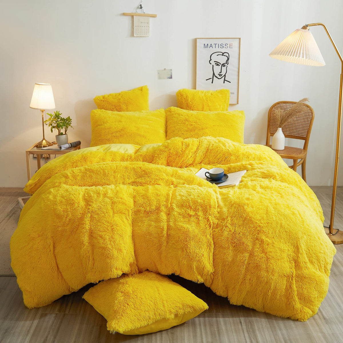 XeGe Plush Shaggy Duvet Cover Set, Luxury Ultra Soft Crystal Velvet Fluffy Furry Bed Set 2 Pieces(1 Faux Fur Fuzzy Comforter Cov