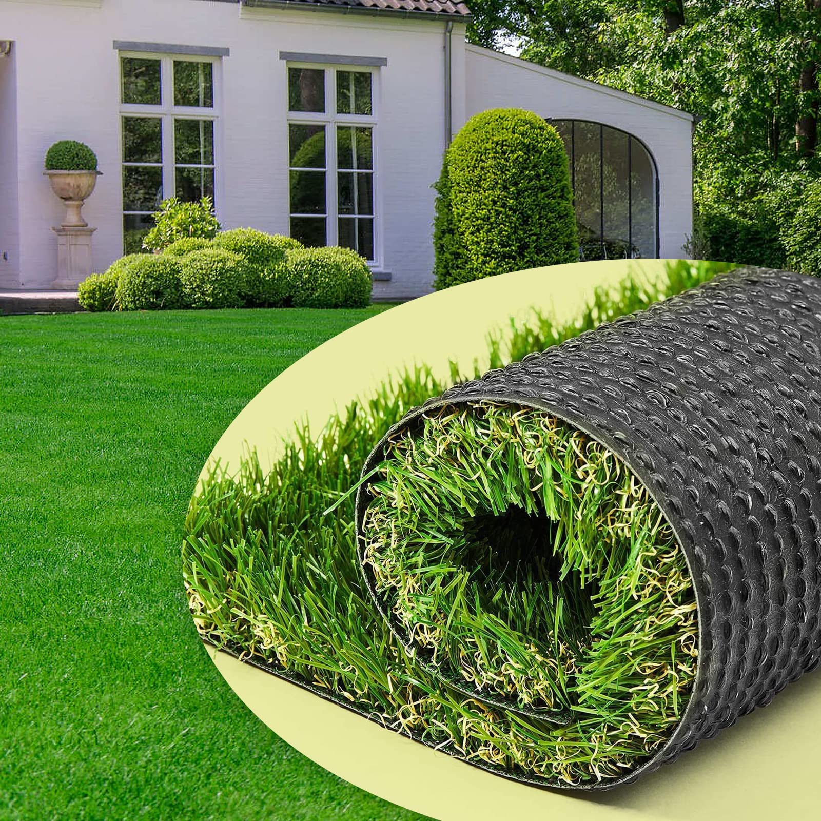 Ayoha 7' X 13' (91 Square Ft) Artificial Grass, Realistic Fake Grass Deluxe Synthetic Turf Thick Lawn Pet Turf, Indoor/Outdoor L