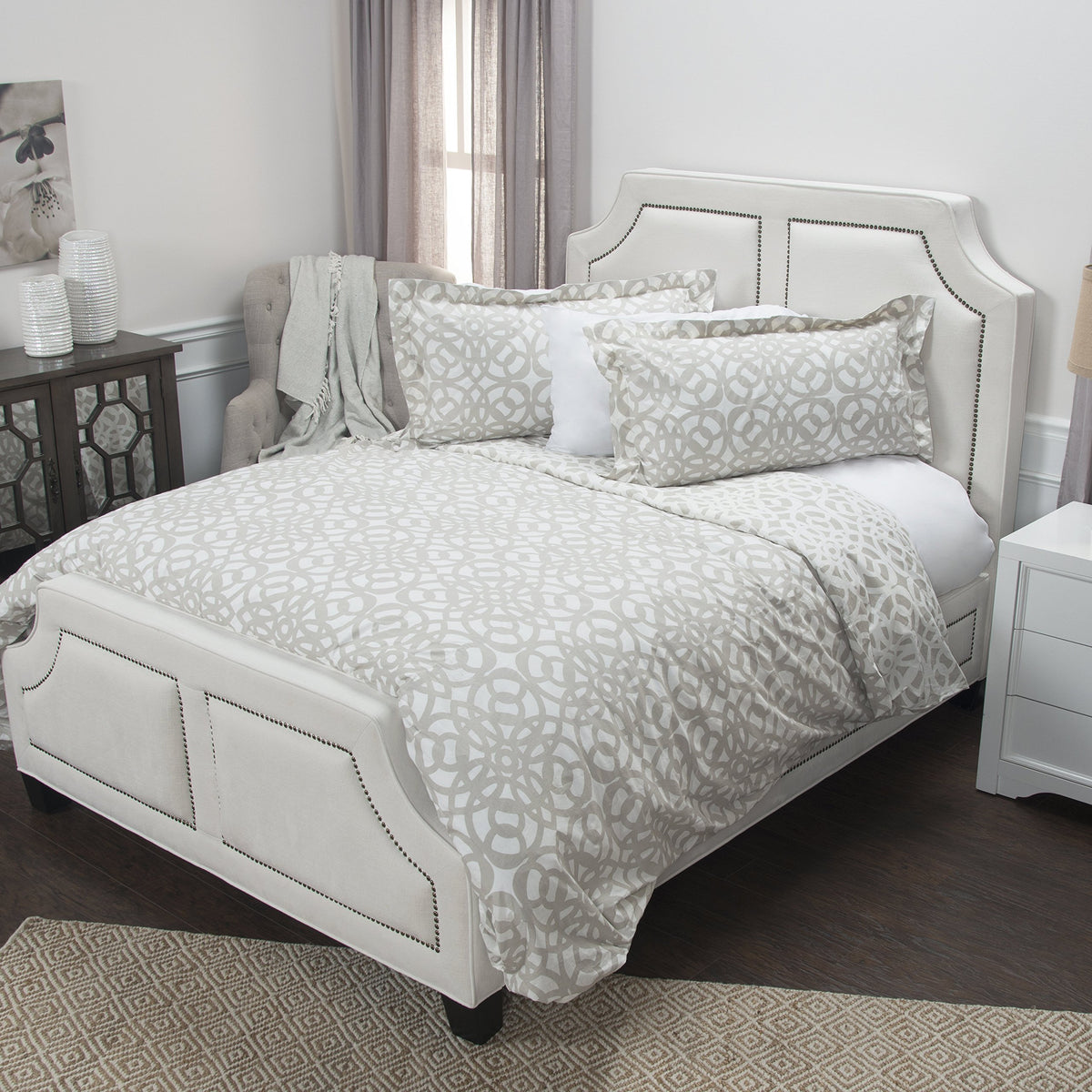 Rizzy Home Happy Together Doh By Duvet, King, Taupe/Ivory