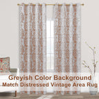 Mrs.Naturall Rust Orange Retro Curtains For Living Room 2 Panels Wavy Pattern Print Western Curtains For Bedroom,96 Inches Long,Terra Red