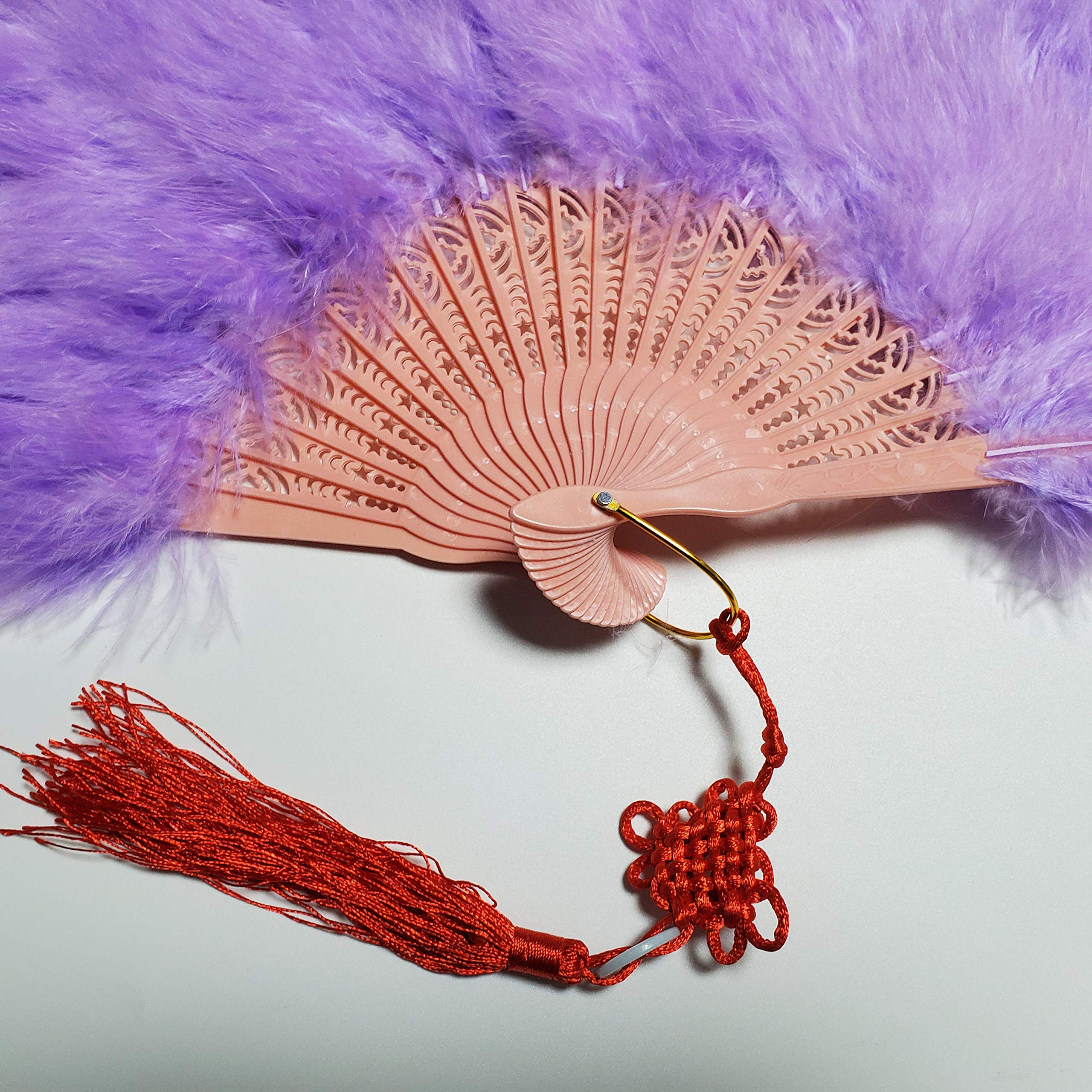 Happy Feather Handheld Marabou Feather Fan, 1920S Vintage Style Flapper Hand Fan For Costume Party And Dancing-Light Purple
