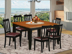 East West Furniture PFAN7-BCH-LC 7 Piece Kitchen Table & Chairs Set Consist of a Square Dining Room Table with Butterfly Leaf and 6 Faux Leather Dining Chairs, 54x54 Inch, Black & Cherry