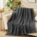 Newcosplay Super Soft Twin Blanket Dark Grey Premium Silky Flannel Fleece 3D Checkered Lightweight Bed Blanket All Season Use (D