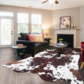 Cowhide Rug Cow Print Rug 4.6x5.2,Large Cow Hide Rug Rugs for Living Room Bedroom Dining Room Home Office Brown Cow Rug Animal P