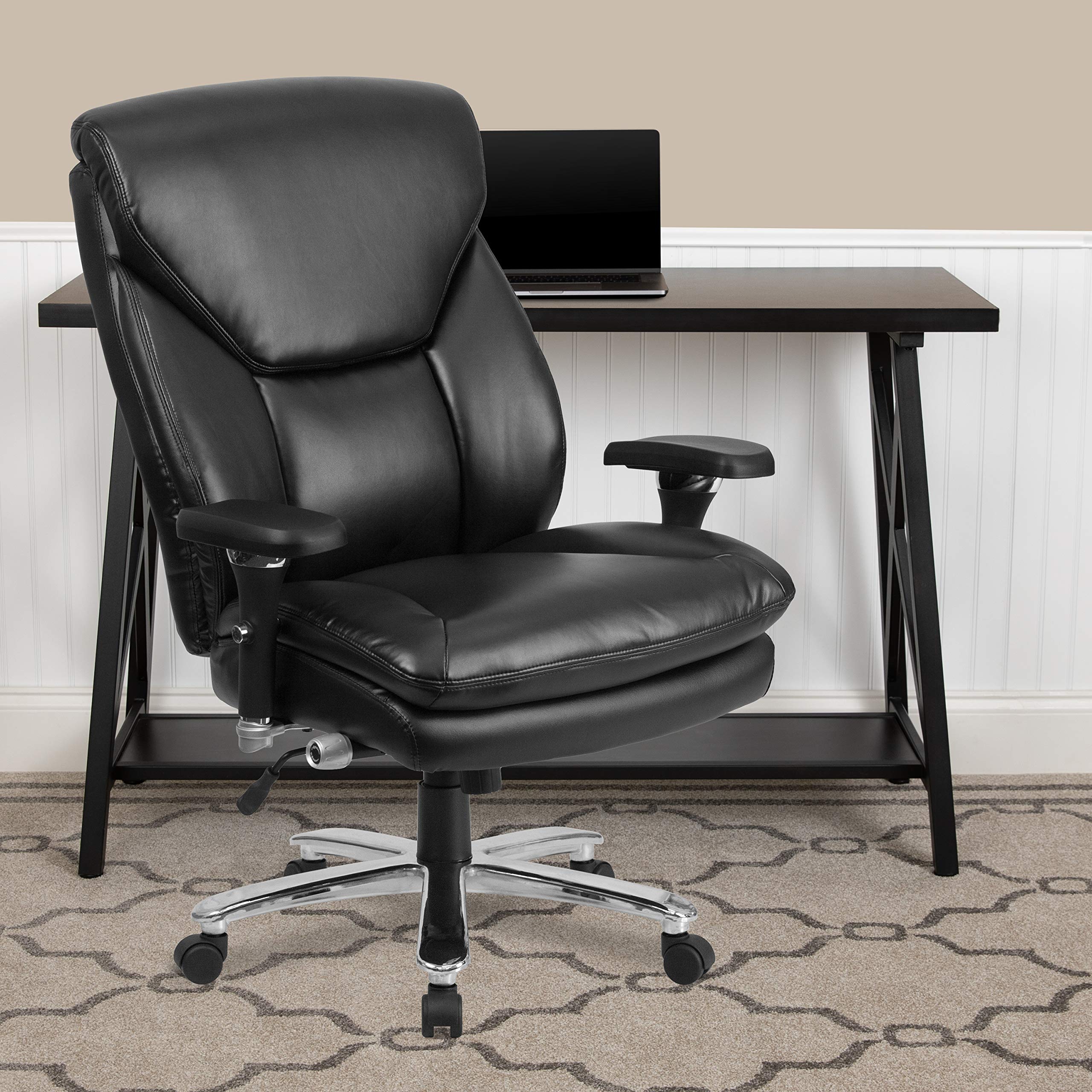 Flash Furniture Hercules Series 24/7 Intensive Use Big & Tall 400 Lb. Rated Black Leathersoft Ergonomic Office Chair With Lumbar Knob