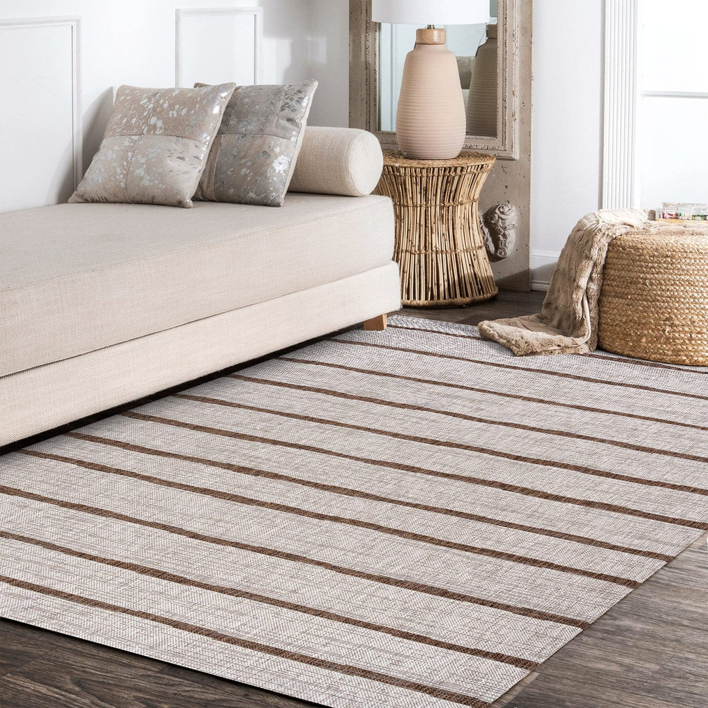 Jonathan Y Smb125A-5 Colonia Berber Stripe Indoor Outdoor Area-Rug Bohemian Contemporary Easy-Cleaning Bedroom Kitchen Backyard Patio Non Shedding, 5 X 8, Beige/Brown