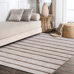 Jonathan Y Smb125A-5 Colonia Berber Stripe Indoor Outdoor Area-Rug Bohemian Contemporary Easy-Cleaning Bedroom Kitchen Backyard Patio Non Shedding, 5 X 8, Beige/Brown