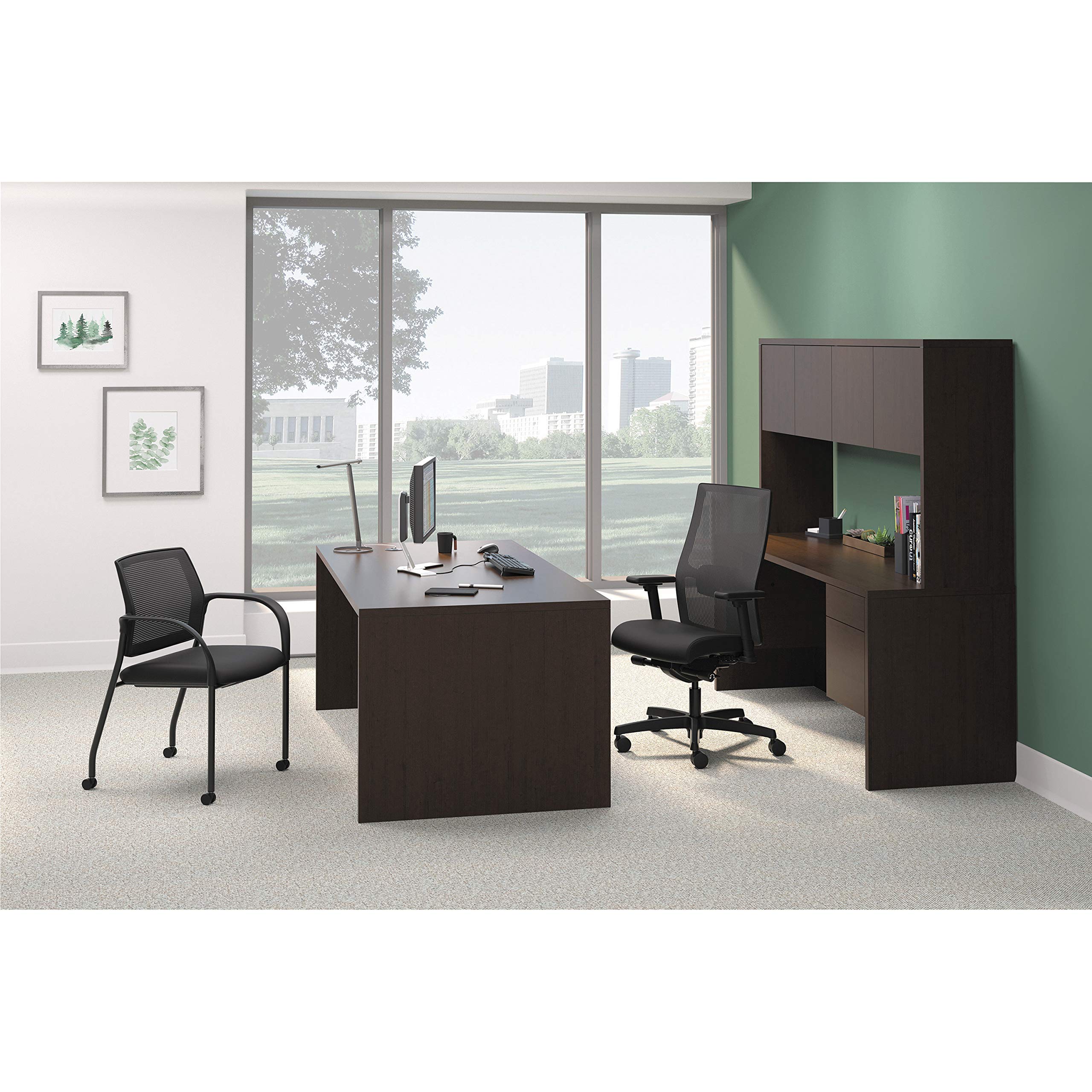 HON 10500 Series Back Enclosure for Stack on Storage, 60-Inch, Mahogany