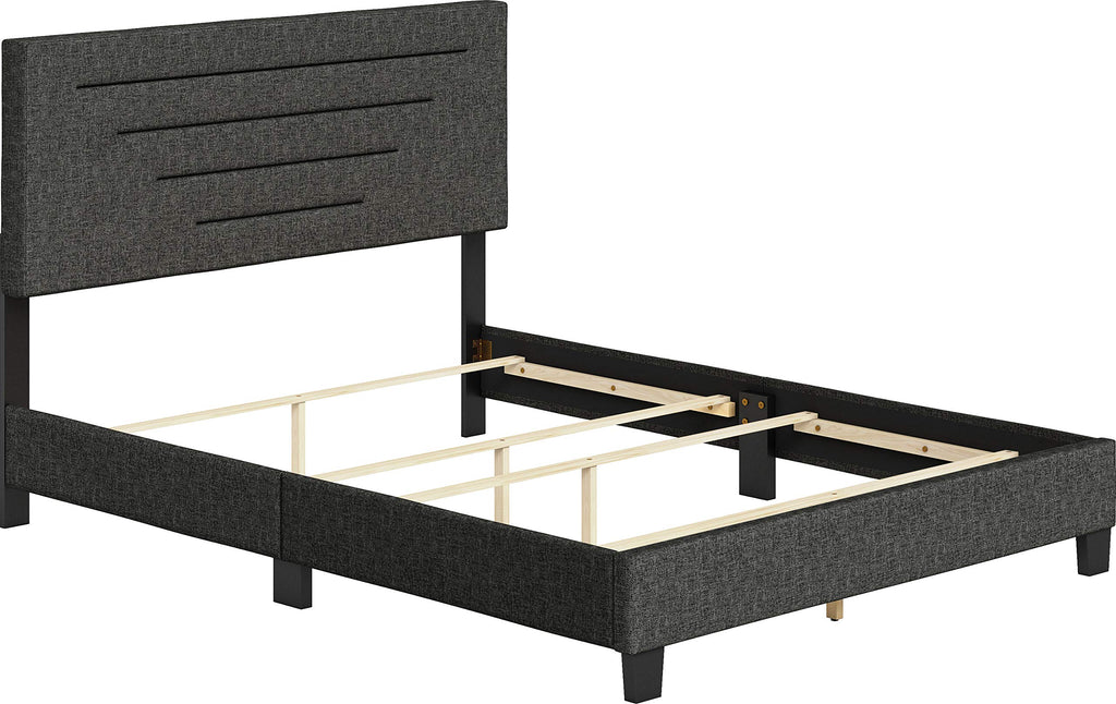 Boyd Sleep Cordoba Upholstered Platform Bed with Headboard and Durable Mattress Foundation with Strong Wood Slat Supports, Box Spring Required: Full, Charcoal