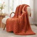 Am  Lie Home Chunky Knit Blanket Throw, Thick Soft Chenille Yarn Throw, Warm Handmade Rope Knot Blanket For Couch Sofa Bed, 50X6