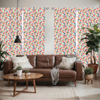Ambesonne Geometric Window Curtains Pack Of 2, Raindrops Doodle Style Creative Leaf Shaped Colorful Girls Theme, Lightweight Set