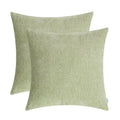 Calitime Pack Of 2 Cozy Throw Pillow Covers Cases For Couch Sofa Home Decoration Solid Dyed Soft Chenille 24 X 24 Inches Sage