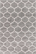 Unique Loom Trellis Frieze Collection Area Rug - Rounded (6 1 x 9, Light Gray/ Ivory)