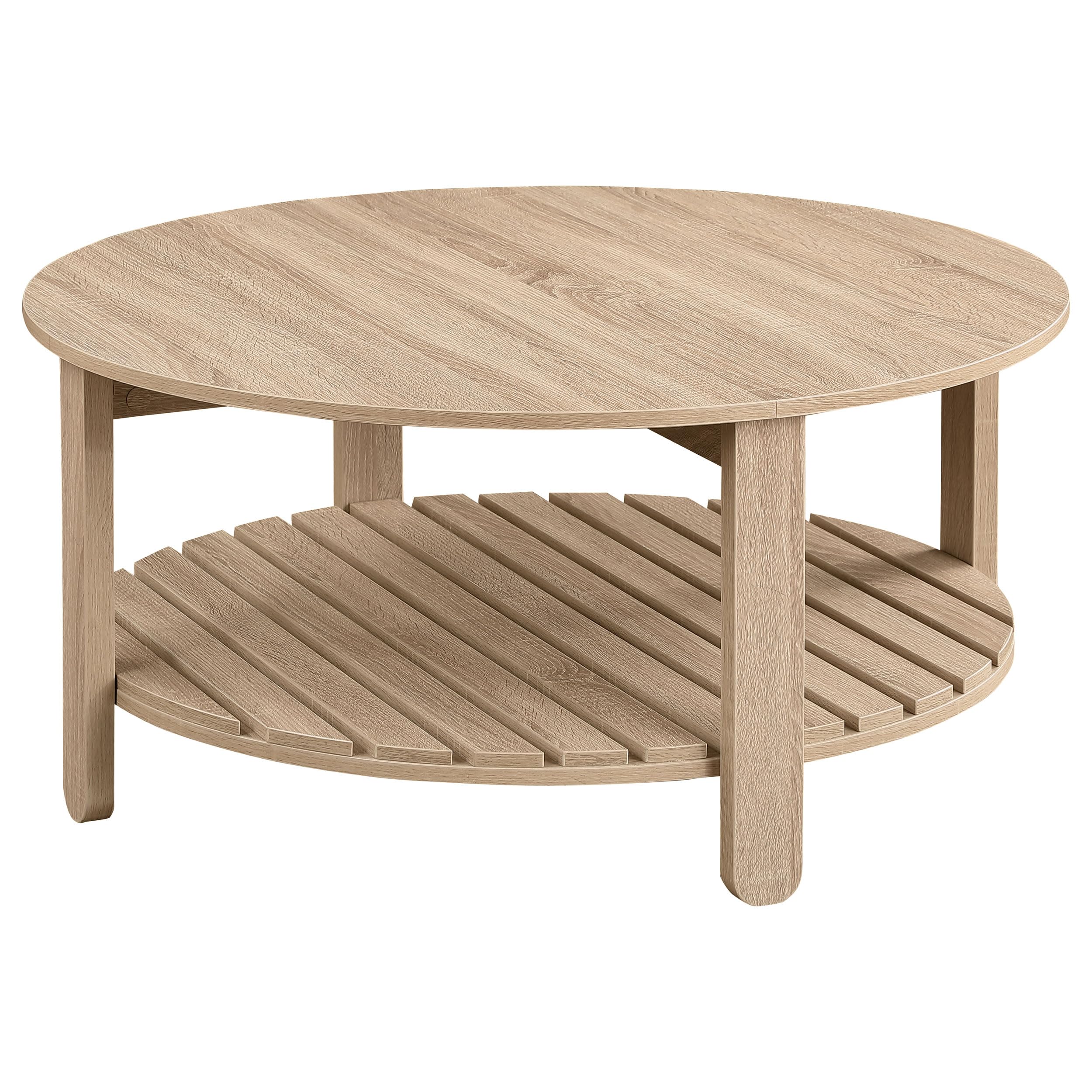 Coaster Home Furnishings Fowler 1-Shelf Round Engineered Wood Coffee Table Natural