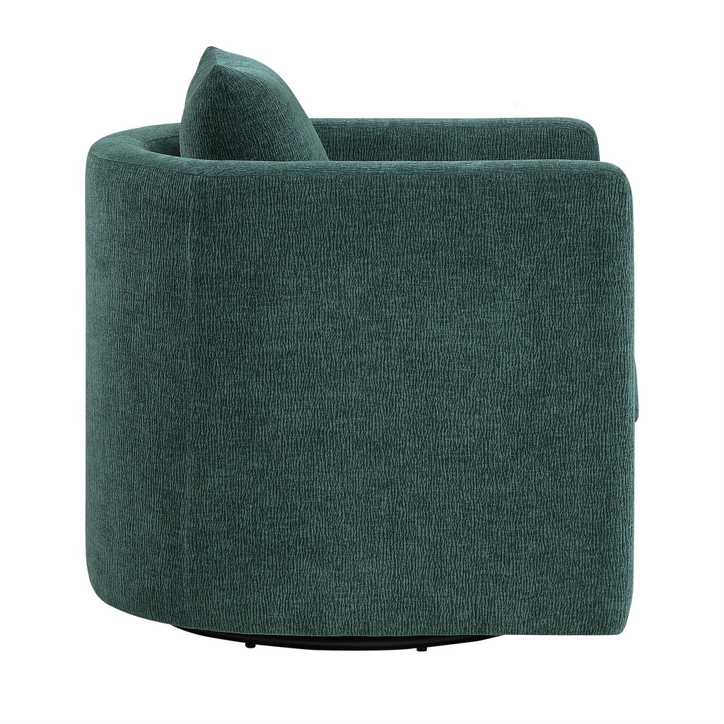 Comfort Pointe Sheldon Peacock Green Fabric Swivel Barrel Chair
