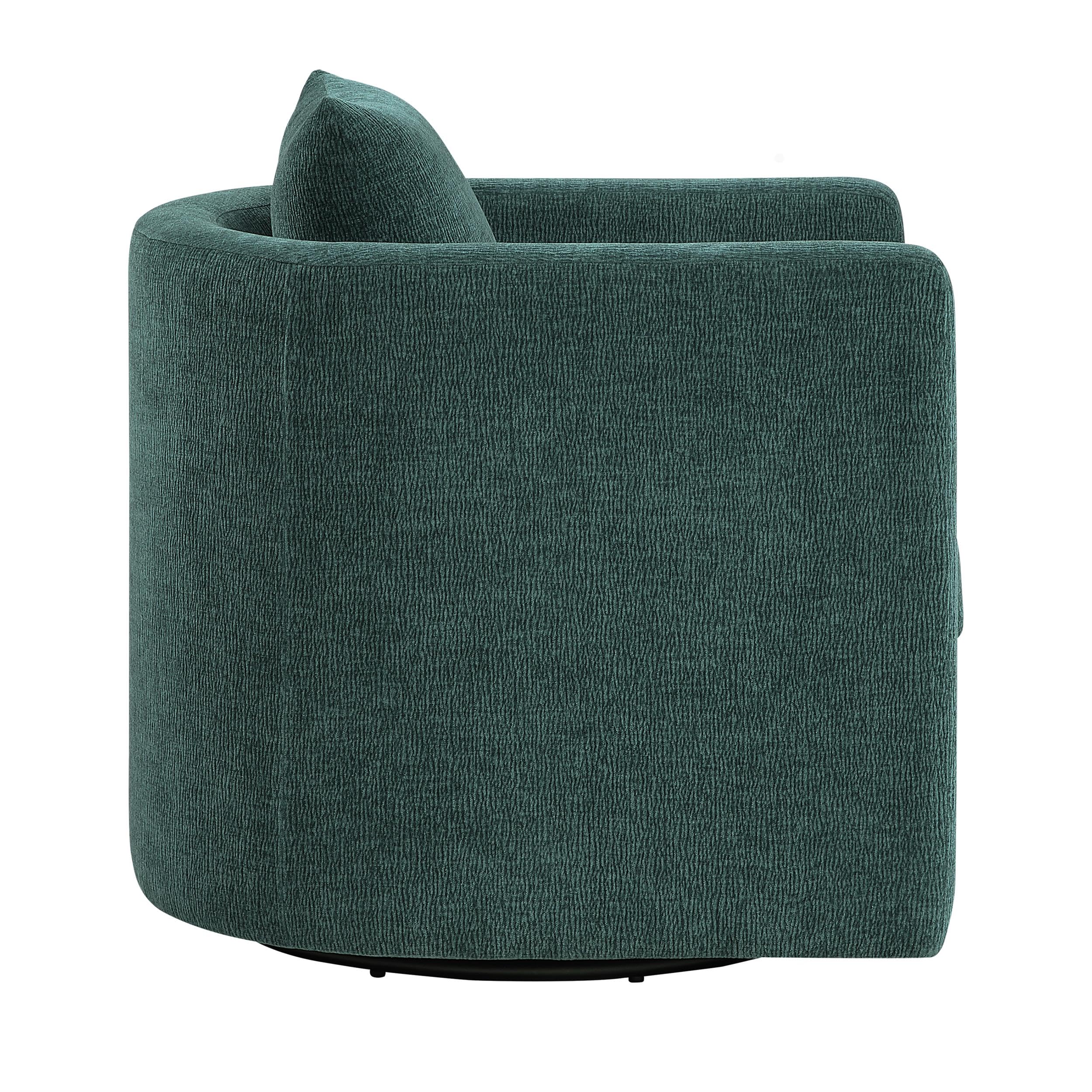 Comfort Pointe Sheldon Peacock Green Fabric Swivel Barrel Chair