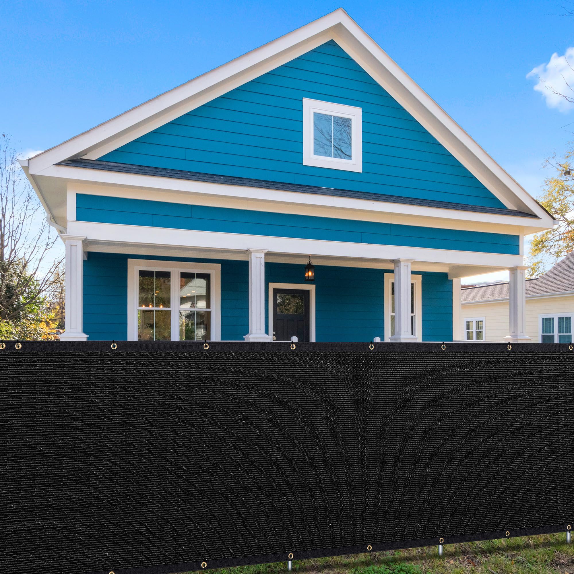 4' X 25' Heavy Duty Privacy Screen Fence, 90% Blockage Black Mesh Shade Net Cover With Brass Grommets For Garden, Yard, Wall, Ba