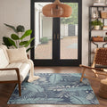 Nourison Garden Oasis Indoor/Outdoor Navy 4' X 6' Area Rug, Easy-Cleaning, Non-Shedding, Bed Room, Living Room, Dining Room, Bac