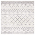 SAFAVIEH Arizona Shag Collection Area Rug - 32 Square, Ivory & Grey, Moroccan Design, 1.6-inch Thick, Non-Shedding, Ideal for H