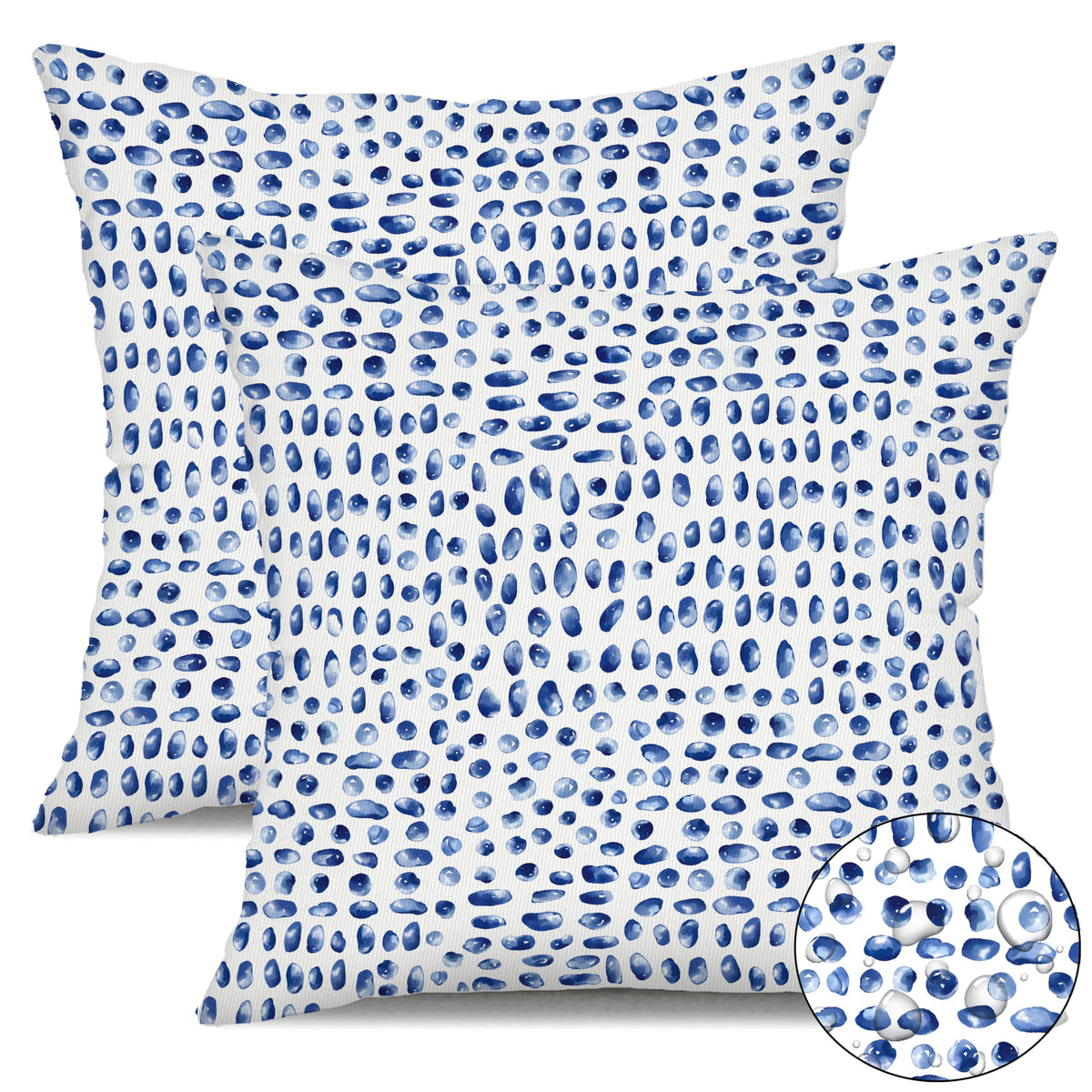 Dfxsz Outdoor Pillow Covers 16X16 Inch Set Of 2 Dense Blue Polka Dot Decor Waterproof Throw Pillow Covers Farmhouse Outdoor Wate