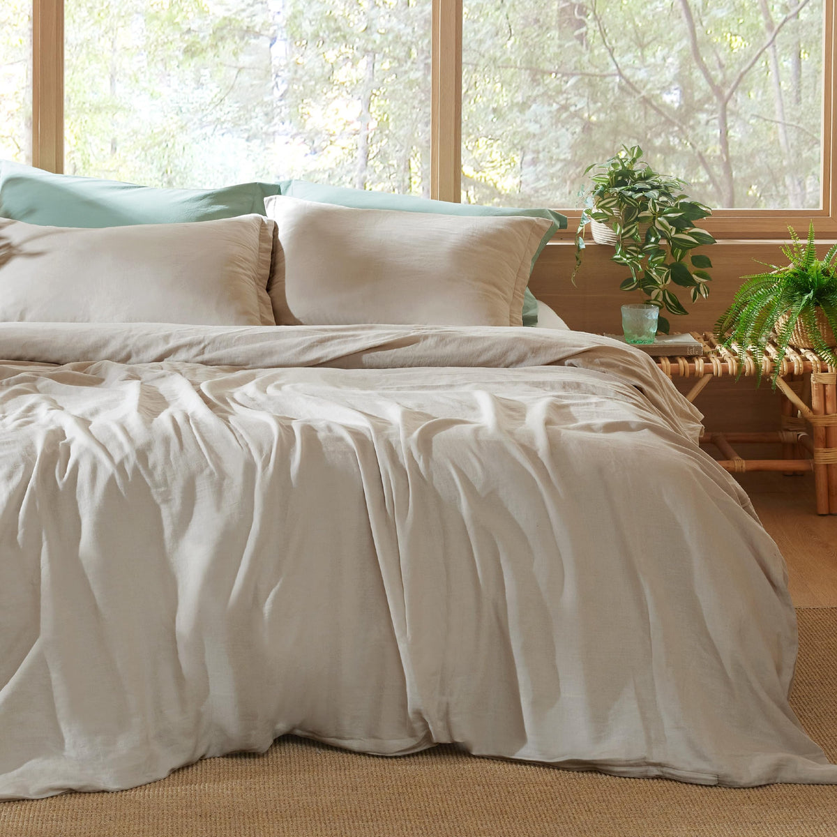 Bedsure 100% Muslin Cotton Duvet Cover King Size - Ultra-Soft, Breathable & Lightweight - Linen Like Gauze Comforter Cover Set W