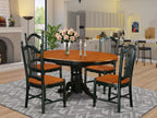 East West Furniture AVDO5-BCH-W 5 Piece Dining Room Furniture Set Includes an Oval Wooden Table with Butterfly Leaf and 4 Kitchen Dining Chairs, 42x60 Inch, Black & Cherry
