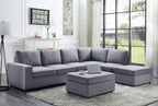 Lilola Home Cassia Light Gray Linen 7 Seat Reversible Modular Sectional Sofa with Ottoman
