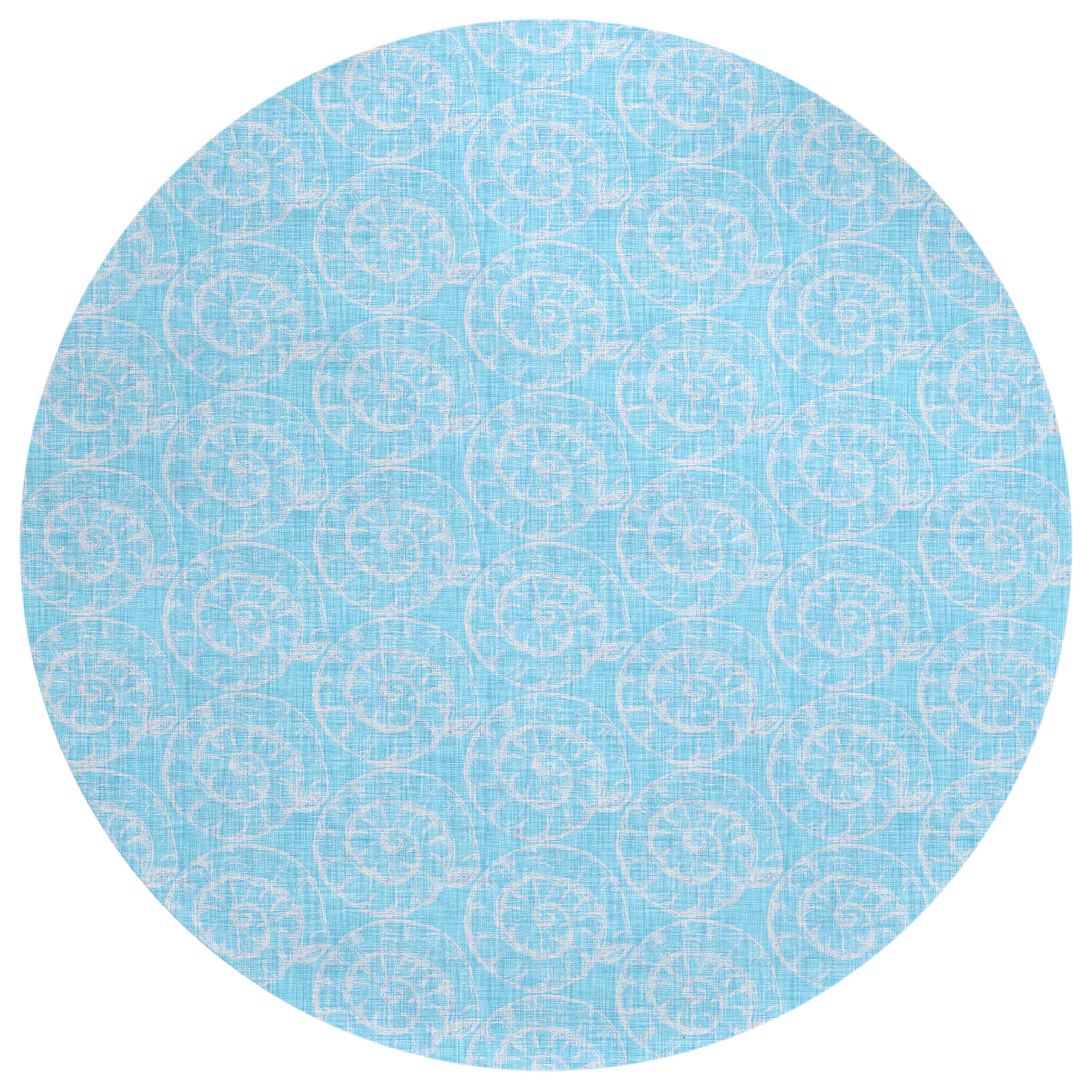Addison Rugs Surfside Asr41 Aqua 8' X 8' Indoor Outdoor Round Rug, Easy Clean, Machine Washable, Non Shedding, Bedroom, Living Room, Dining Room, Kitchen, Patio Rug