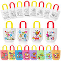 Valentine Coloring Goodie Bags for Kids - 24Pcs Dinosaur Bulk Color Your Own Gift Bags with Handle Valentines Day Reusable Colo