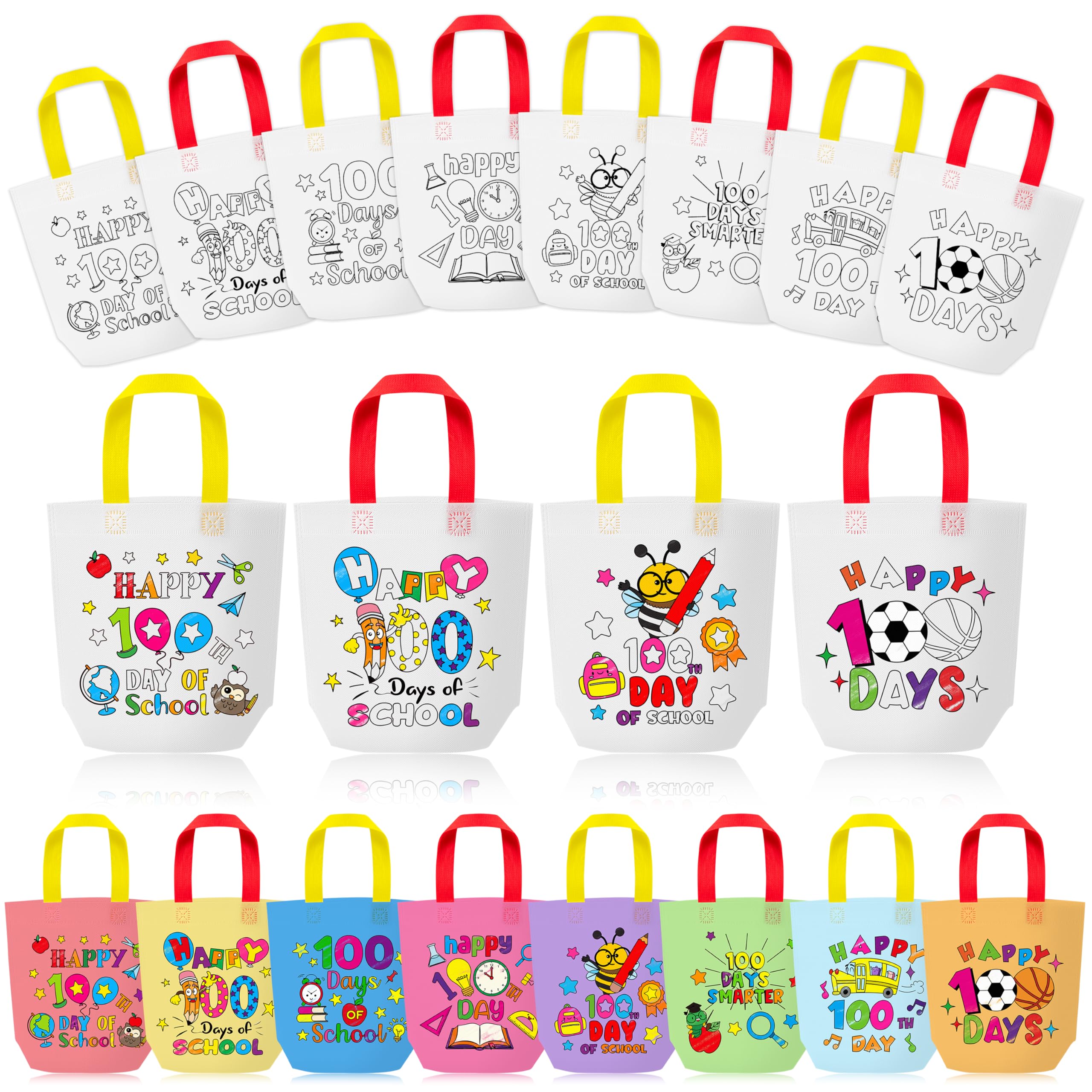 Valentine Coloring Goodie Bags for Kids - 24Pcs Dinosaur Bulk Color Your Own Gift Bags with Handle Valentines Day Reusable Colo