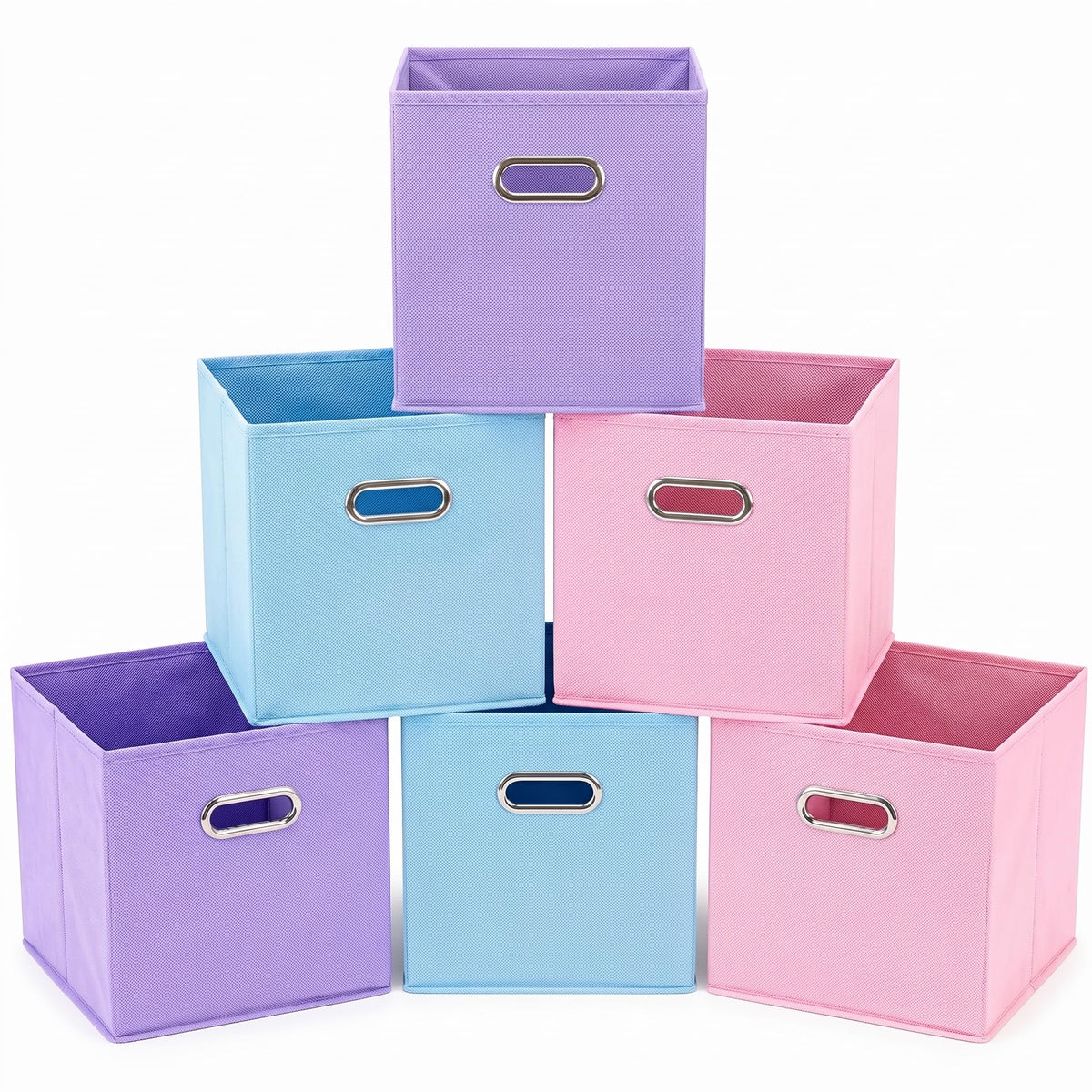 Dyrfolm 6 Pack Storage Bins, Fabric Storage Cubes, Multicolor