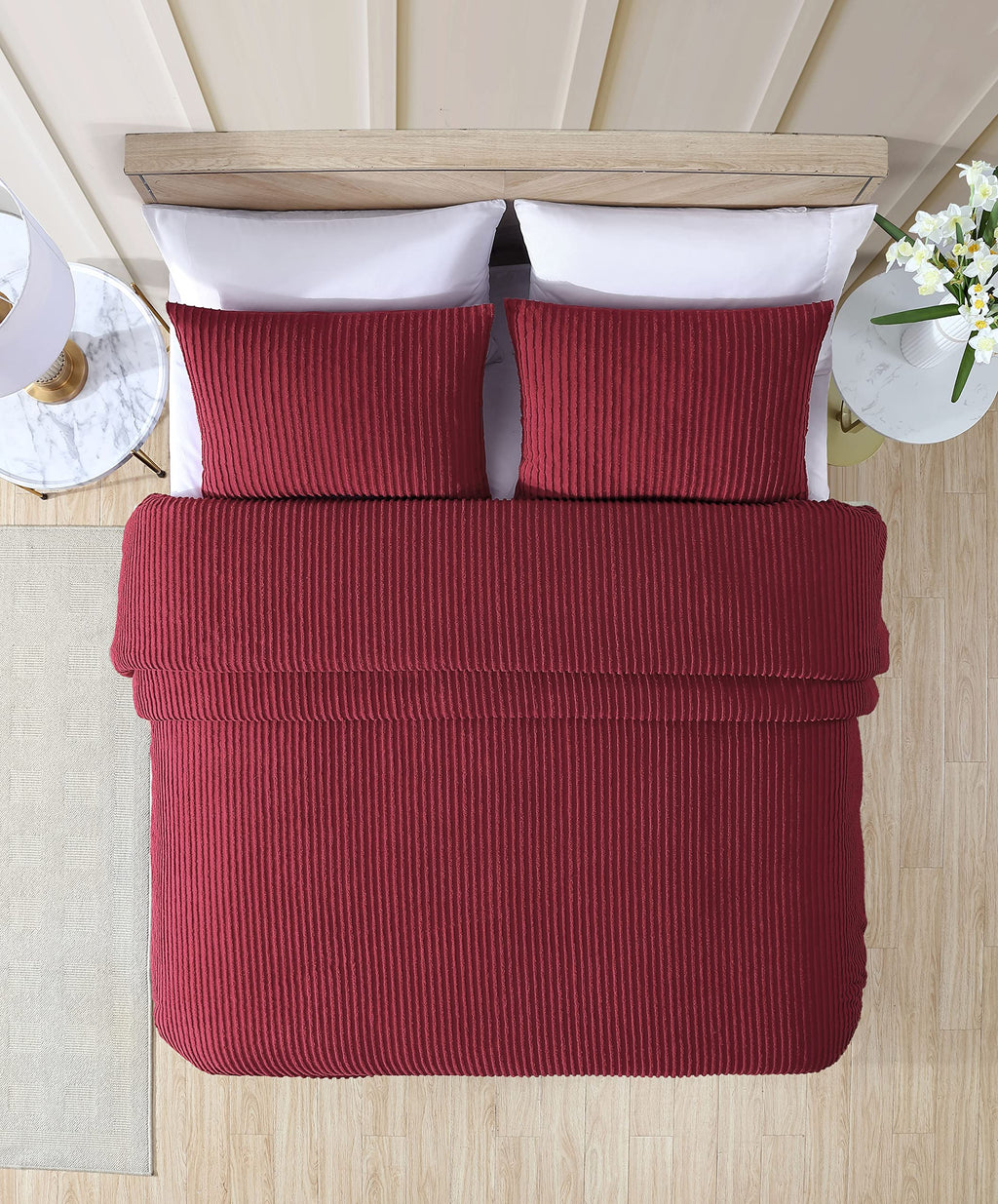 Beatrice Home Fashions Channel Chenille, Standard Sham, Burgundy