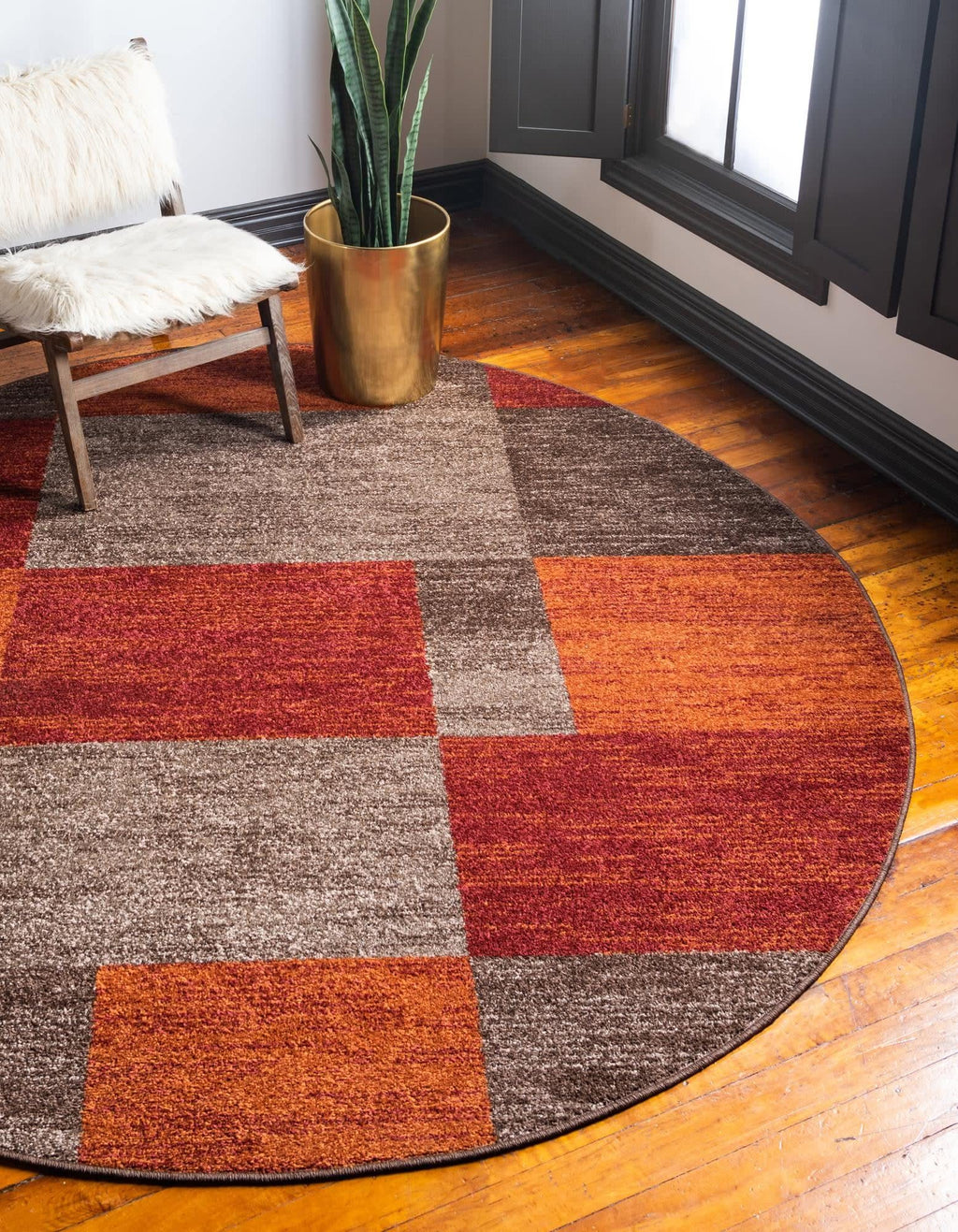 Unique Loom Autumn Collection Area Rug - Providence (5' 1'' Round, Multi/ Beige)