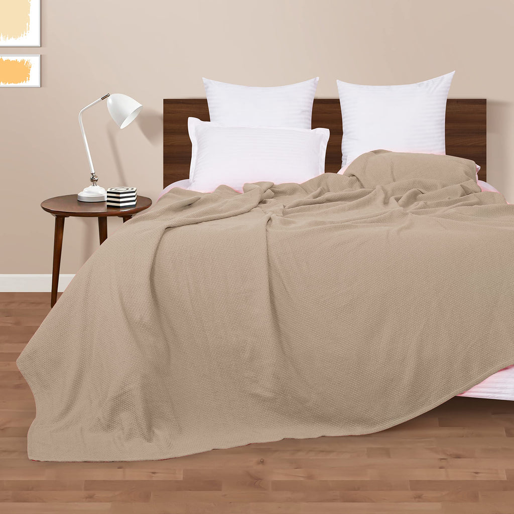 Boutiquo 100% Cotton Bed Blanket, Breathable Thermal Blanket King Size, Soft Honeycomb Waffle Blanket 90''X102'', Cotton Bed Bla