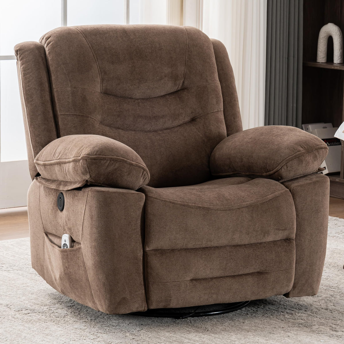 Ketaiyou Power Swivel Rocker Recliner With Massage And Heat, Usb Port, Infinite Position, Overstuffed Electric Glider Rocking Ch