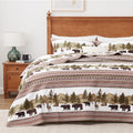 Ppolca Christmas Cabin Quilt Sets Queen, 3-Piece Lightweight Reversible All Season Bear Quilt Set, Lodge Bedspread Queen Size Qu