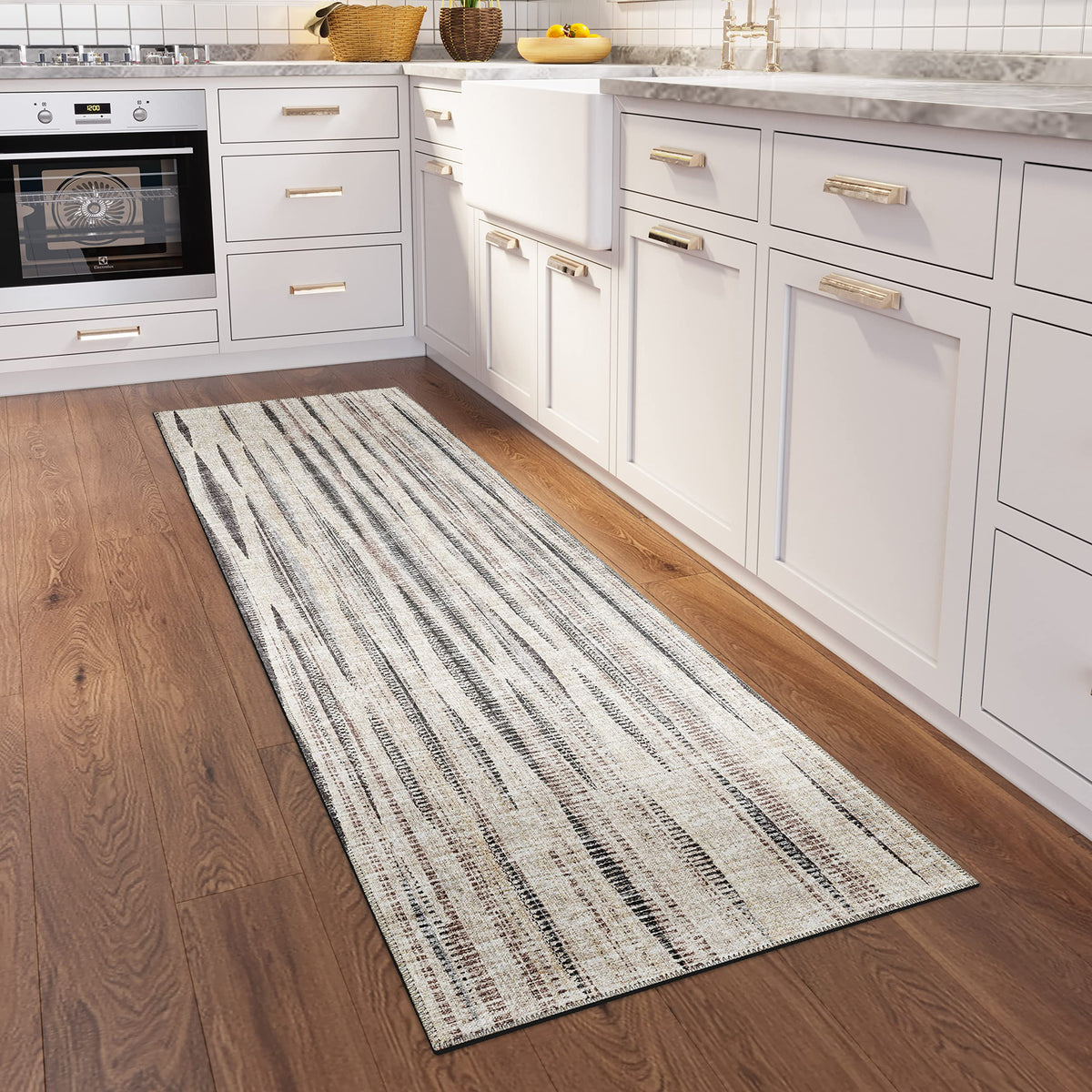 Addison Rugs Waverly 2'3&quot; X 7'6&quot; Awa31 Beige Indoor Outdoor Hallway Runner Rug, Stain Resistant Carpet For Bathroom, Laundry Room, Easy Clean, Machine Washable, Non Shedding, Living Room, Dining Room