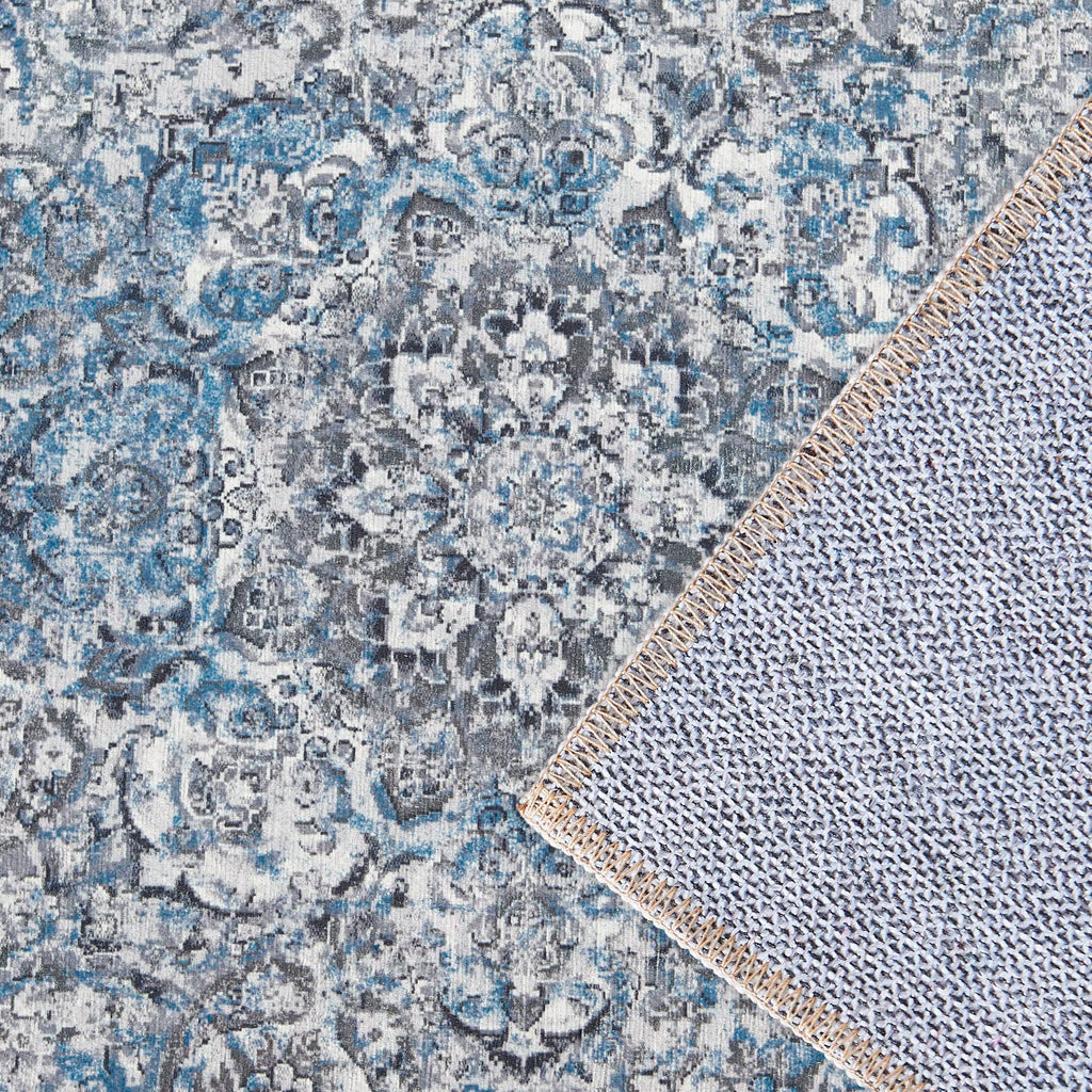 Jinchan Area Rug 3X10 Washable Rug Runner Rug Hallway Vintage Blue Distressed Rug Kitchen Indoor Thin Rug Traditional Floral Pri