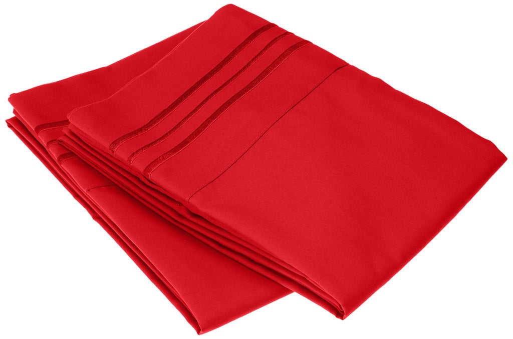 Elegant Comfort Softest, Coziest, 1500 Premier Hotel Quality Wrinkle And Fade Resistant 2-Piece Pillowcases, King Size, Red