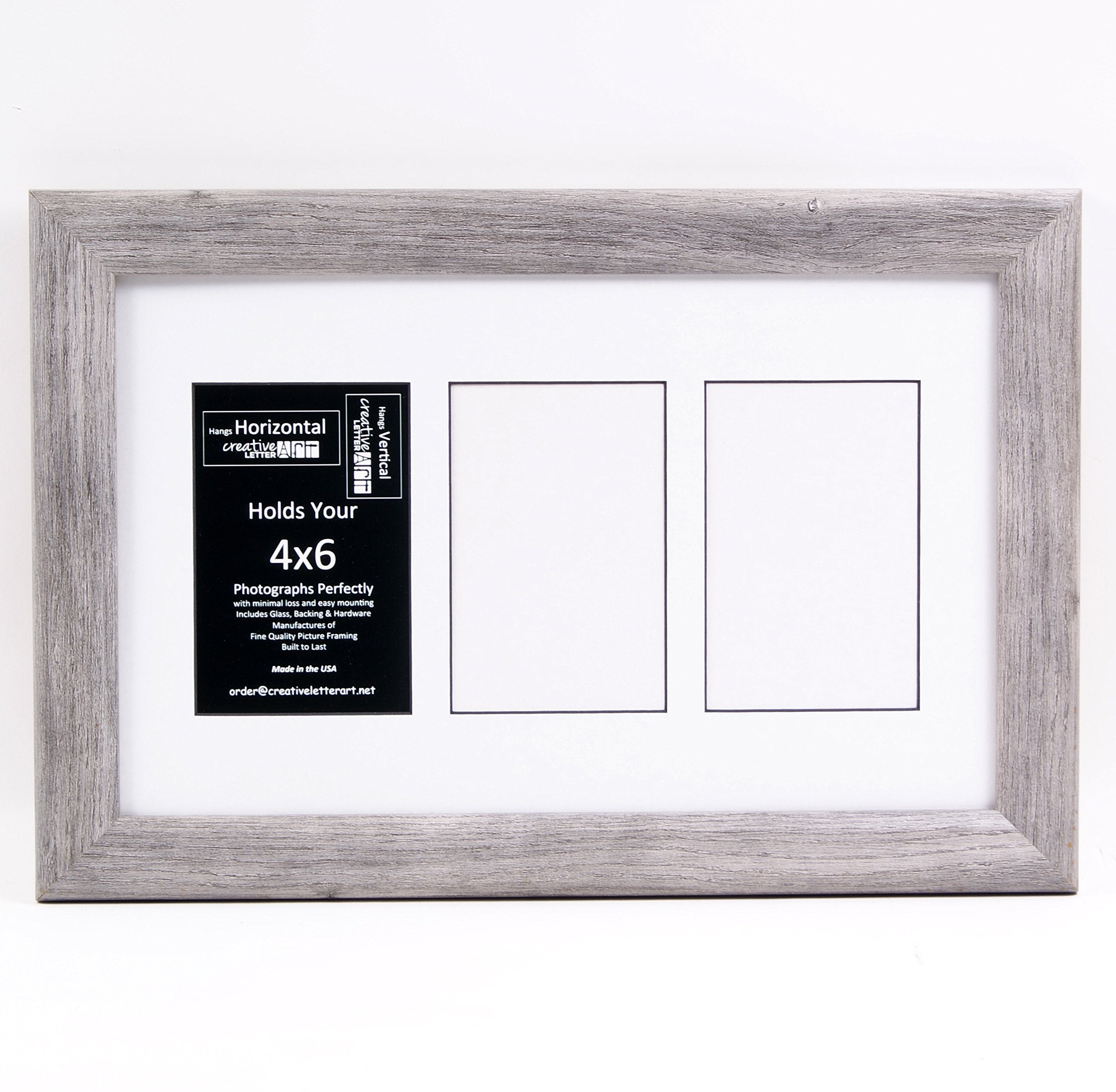 Creative Letter Art 4    x 6    Multiple Opening Picture Frame Collage with 3 holes, Hamptons Driftwood Grey Frame with 10 x 16-