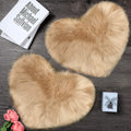Mudder 2 Pieces Heart Shaped Rug Faux Room Fluffy Carpet Heart Shaped Door Mat for Room Bedroom, 12 x 16 Inch(Khaki)