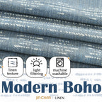 Jinchan Boho Kitchen Curtains Linen Tier Curtains 36 Inch Bohemian Cafe Curtains Geometric Striped Small Window Curtains Light Filtering Farmhouse Country Rustic For Rv Bathroom 2 Panels Blue