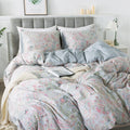 HoneiLife Wildflower Duvet Cover Queen - 100% Cotton Comforter Cover Sets, 3-PC Comfortable Floral Duvet Cover Sets,Soft & Breat