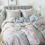 HoneiLife Wildflower Duvet Cover Queen - 100% Cotton Comforter Cover Sets, 3-PC Comfortable Floral Duvet Cover Sets,Soft & Breat